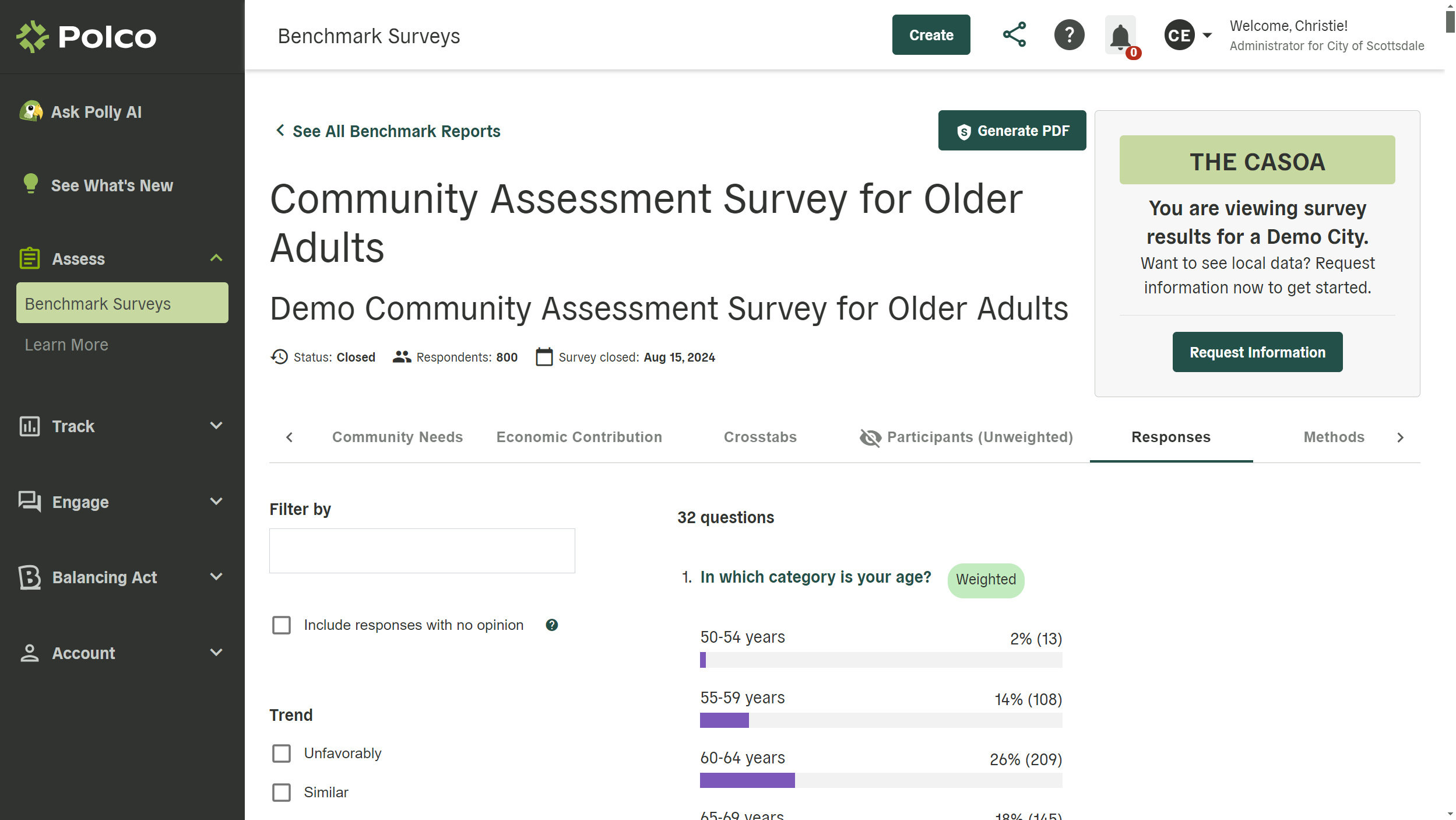 Benchmark Surveys - Community Assessment Survey for Older Adults (CASOA) - screenshot