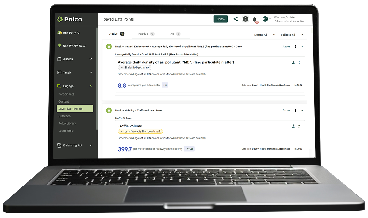 Polco Platform - Saved Data Points - screenshot