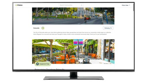 Polco Resident Platform - Community Page - screenshot in monitor