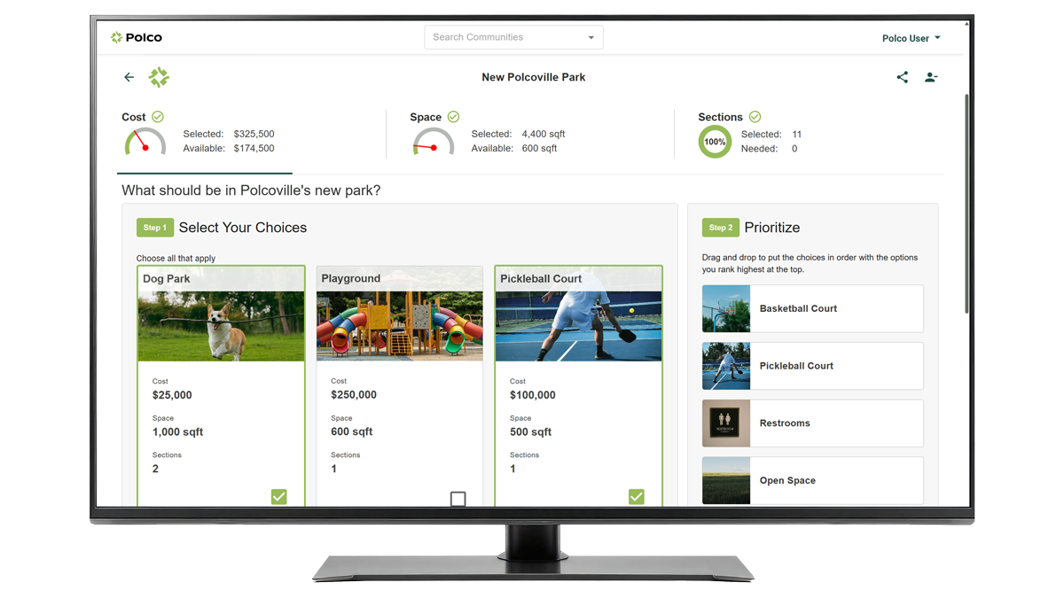 Polco Resident Platform - Prioritize - screenshot in monitor