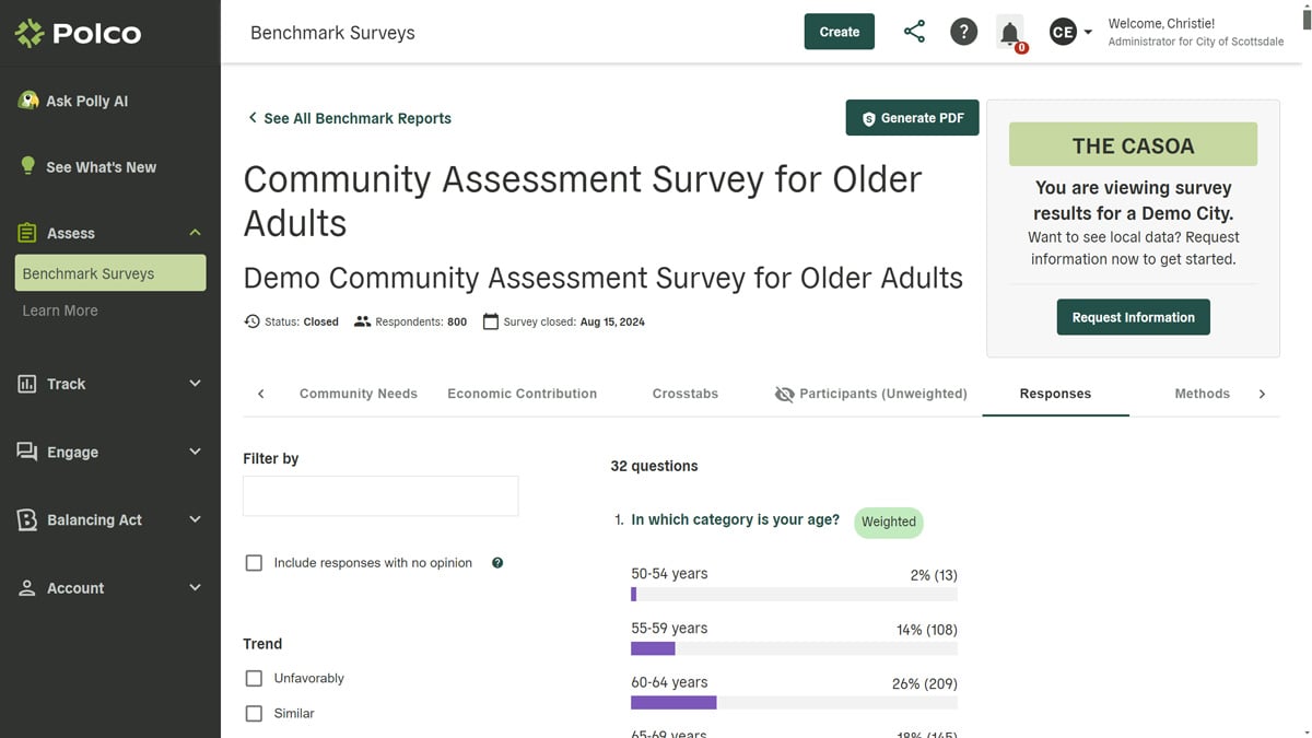 Polco's Benchmark Survey Reports - CASOA - screenshot