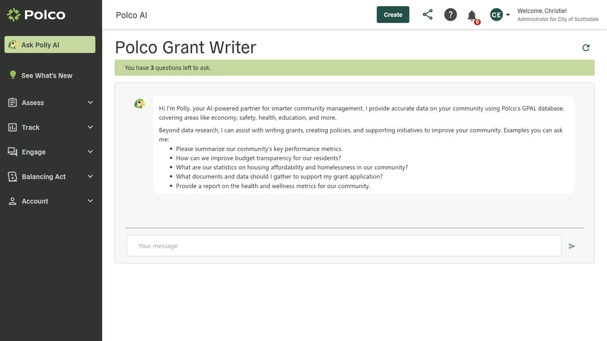 Polco's Advanced AI - Grace the Grant Writer - screenshot