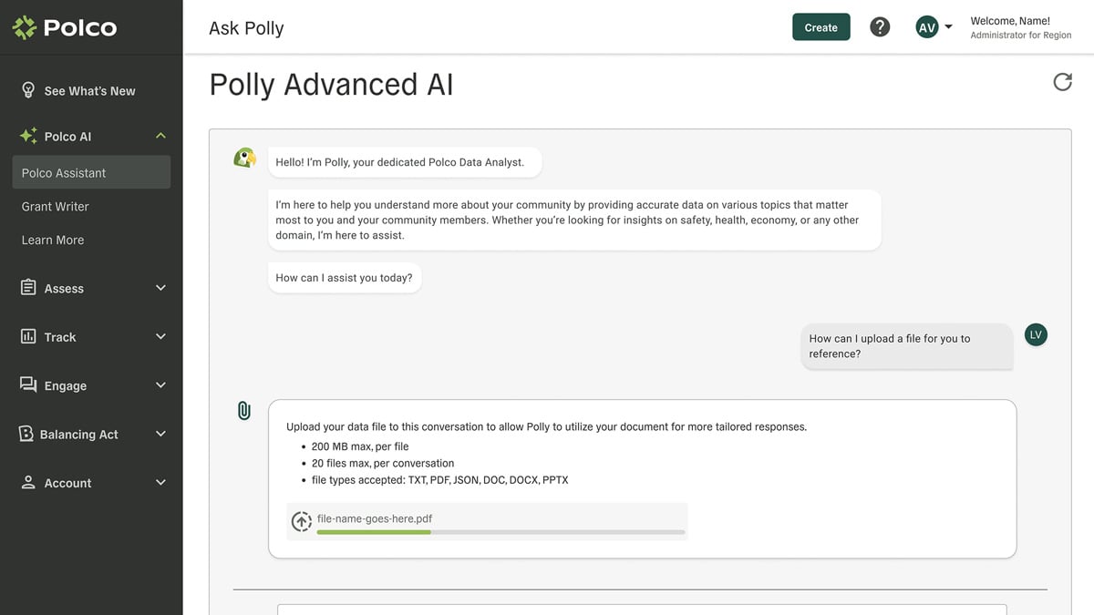 Polco's Advanced AI - File Uploads - screenshot
