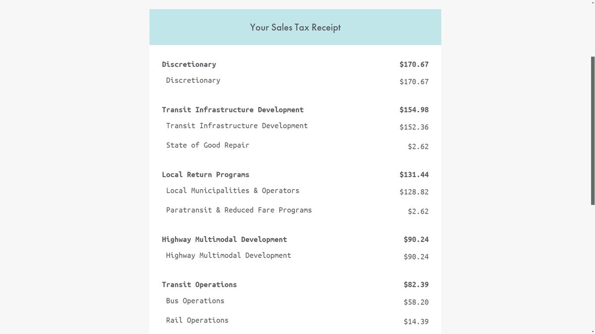 Polco's Taxpayer Receipt - screenshot