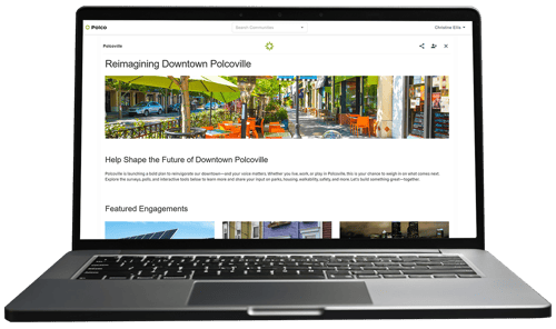 Polco's Resident Platform: Engagement Page - screenshot in laptop