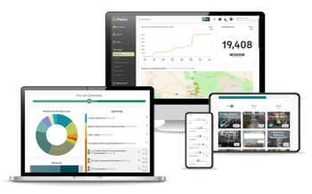 Polco's Rethinking Budgeting Tools - screenshots in various devices