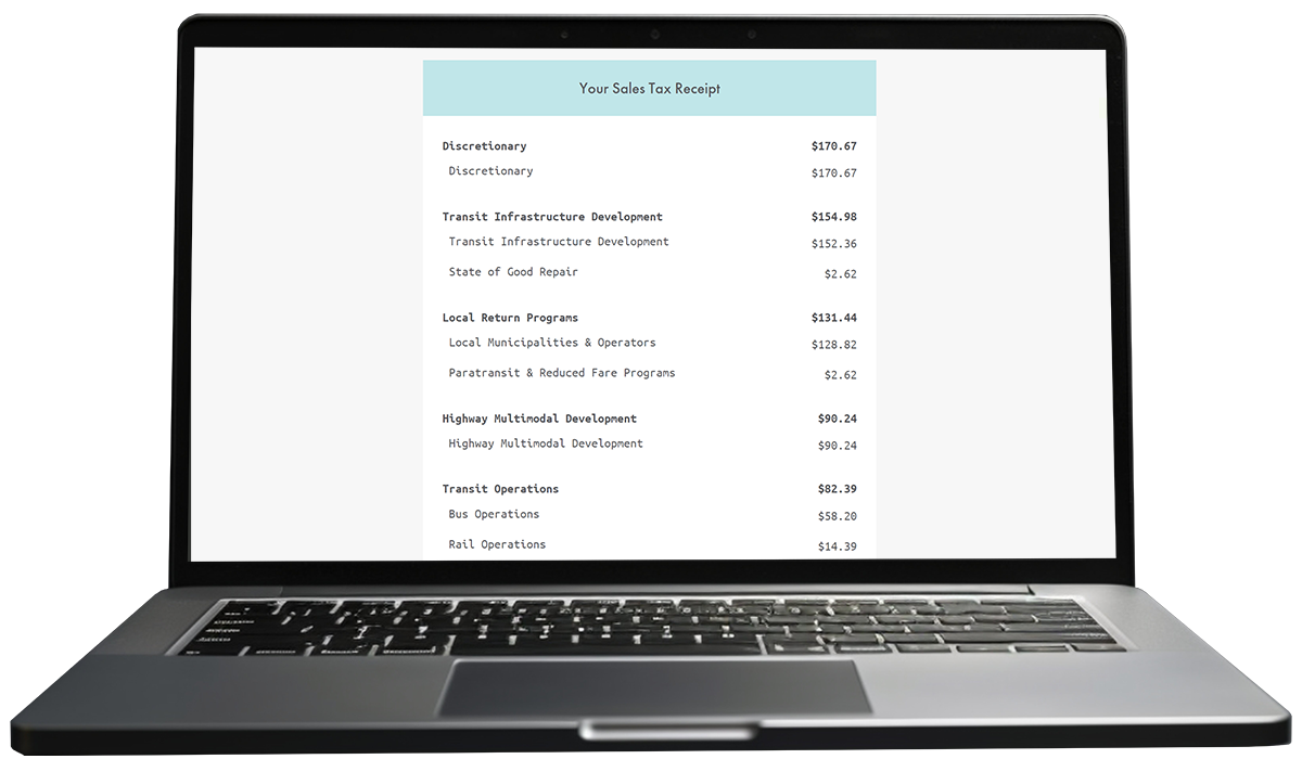 Polco's Taxpayer Receipt - screenshot in laptop