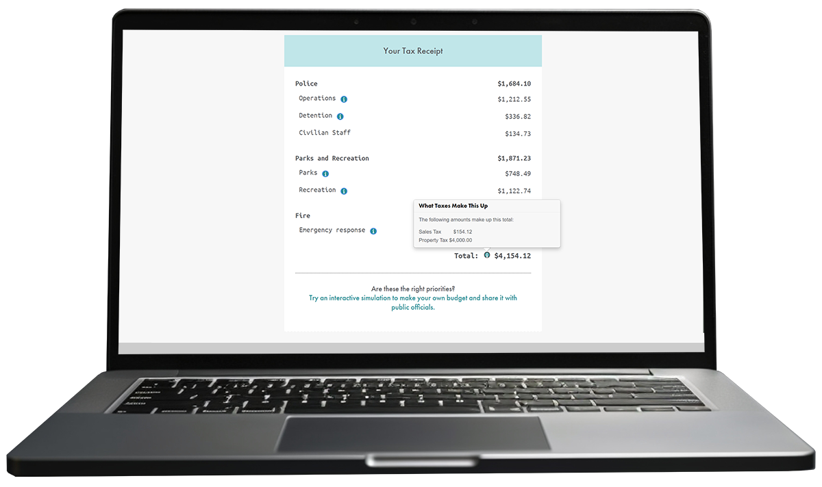 Polco's Taxpayer Receipt - screenshot in laptop