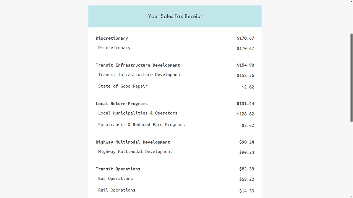 Polco Screenshot - Taxpayer Receipt