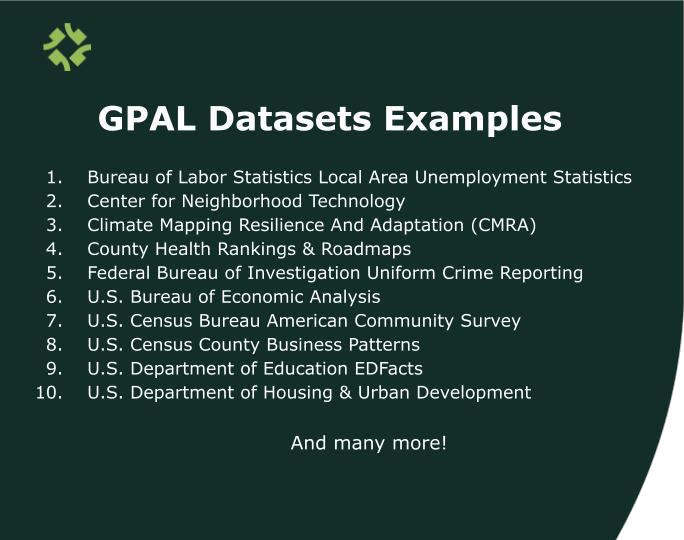 gpal datasets examples GPAL – Government Performance Action and Learning